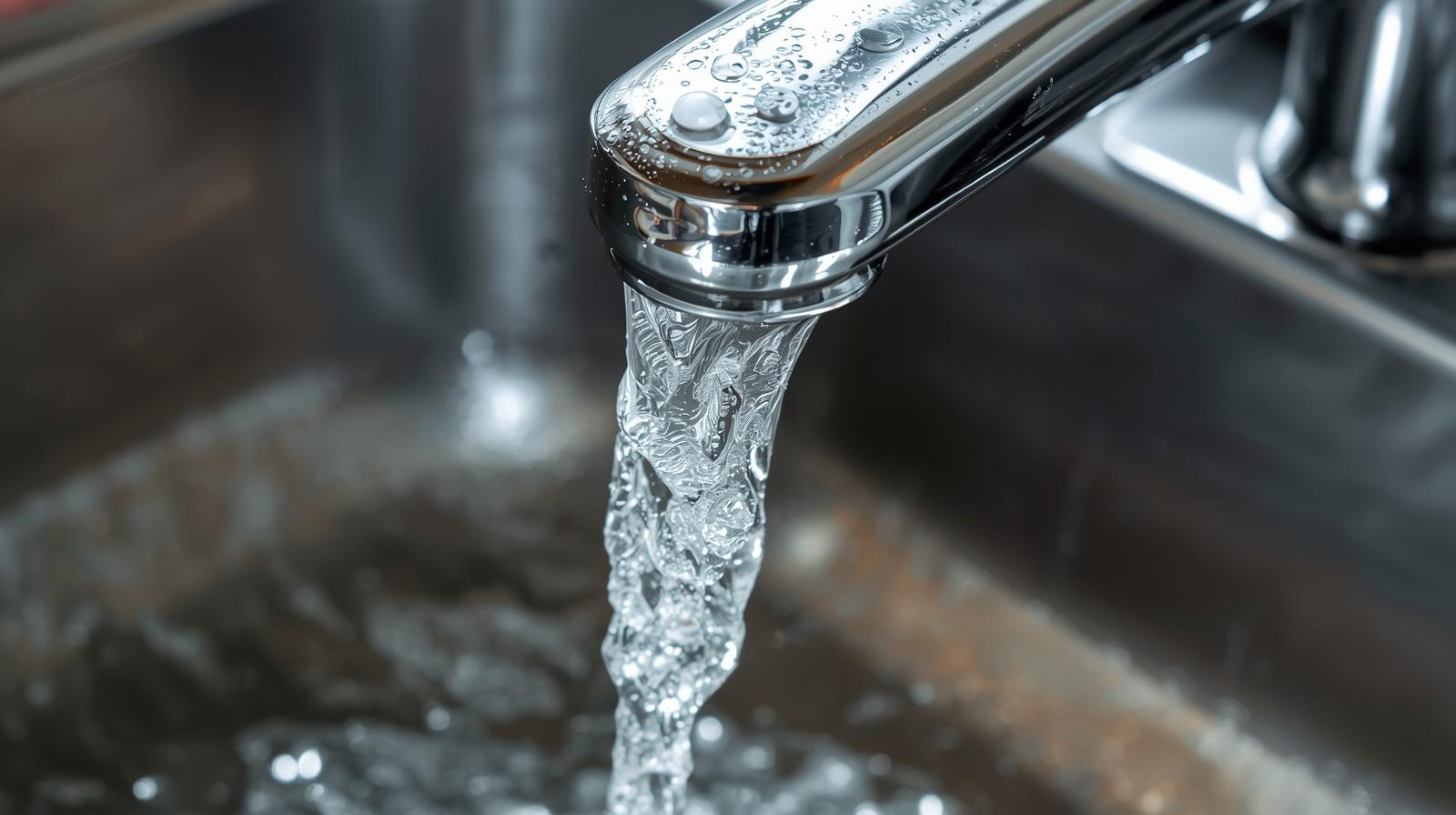 Küchenarmatur mit fließendem Wasser
