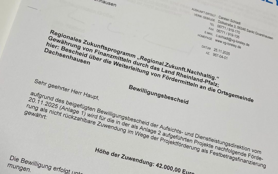 Bewilligungsbescheid für drei Projekte in Dachsenhausen